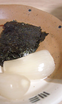 らっきょうと海苔